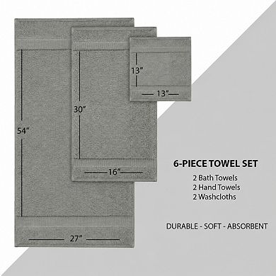 6 Piece Luxury Cotton Bathroom Towel Set Soft Absorbent Durable