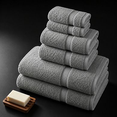 6 Piece Luxury Cotton Bathroom Towel Set Soft Absorbent Durable