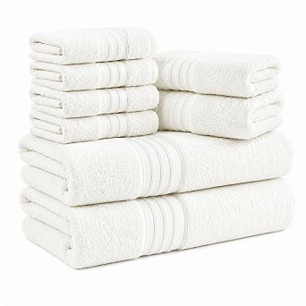 8 pc Towel Set 600 GSM Highly Absorbent Quick Dry Skin Friendly Machine Washable
