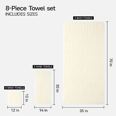 8 Piece Soft Microfiber Bath Towel Set Quick Dry Absorbent with Hanging Loops