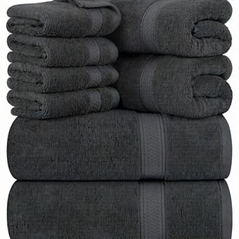 8 pc Luxury Towel Set Plush, Super Absorbent & Quicker-to-Dry, Thick Ring Spun Cotton Towels