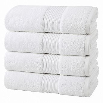 650 GSM Ring Spun Cotton Bath Towels 4 Pack Quick Dry Absorbent Hotel Quality