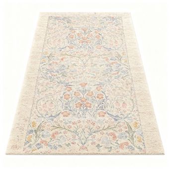 Non Slip Kitchen Runner Rug Washable Rubber Backing Vintage Botanical Dark Green Low Pile