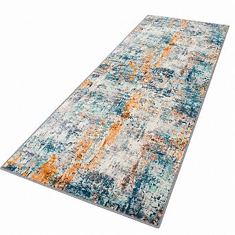 Non Slip Washable Soft Abstract Boho Runner Rug For Hallway Kitchen Bedroom Entryway