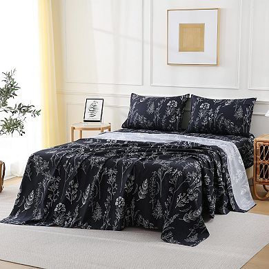 Floral King Sheet Set Soft Microfiber Deep Pocket 4 Piece