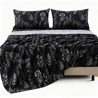 Floral King Sheet Set Soft Microfiber Deep Pocket 4 pc