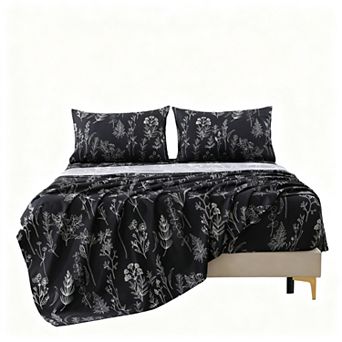 Floral King Sheet Set Soft Microfiber Deep Pocket 4 pc