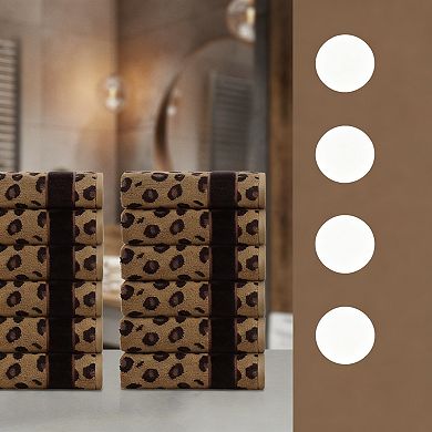6 Piece Leopard Safari Jacquard Bath Towel Set Soft Absorbent Luxury Decorative Guest Bathroom