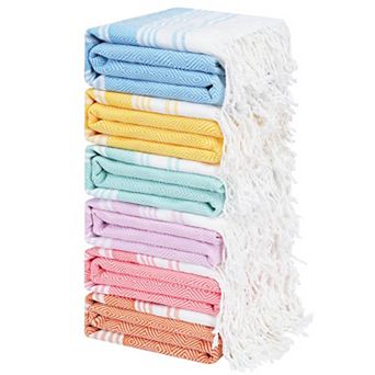 6 Packs Oversized Stripe Beach Towels 74x38 Thin Quick Dry Sand Free Pool Bath Swim Travel Blanket