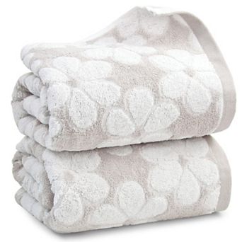 Bath Towel Set 2-Pack Super Absorbent Decorative 27x55 Inch Jacquard Cotton Bathroom Beach Towels