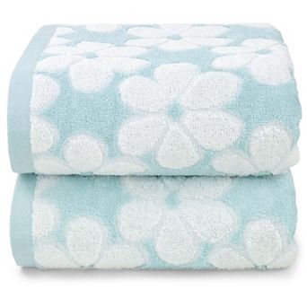 Bath Towel Set 2-Pack Super Absorbent Decorative 27x55 Inch Jacquard Cotton Bathroom Beach Towels
