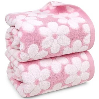 Bath Towel Set 2-Pack Super Absorbent Decorative 27x55 Inch Jacquard Cotton Bathroom Beach Towels