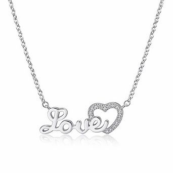 Crystal Heart And Love Necklace