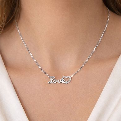 Crystal Heart And Love Necklace