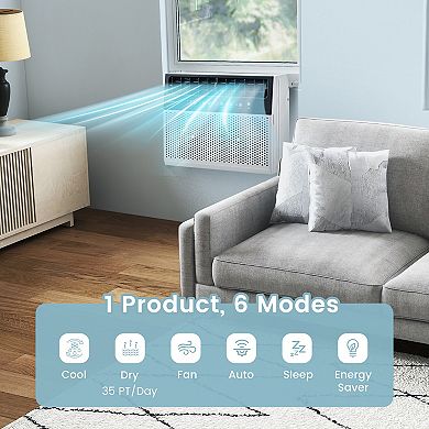 Costway 6300 BTU (10000 BTU Ashrae) Window Air Conditioner with Remote LED Control Panel