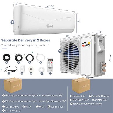 Costway 24000 BTU Mini Split Air Conditioner & Heater Ductless 18.5 SEER2 1500 Sq. Ft
