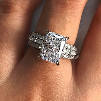 Luxury 3Pc/Set Rings with Geometric Cubic Zirconia Fashion Female Engagement Jewelry