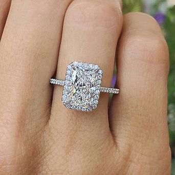 White Gold Plated Square Cubic Zirconia Elegant Minimalist Engagement Ring