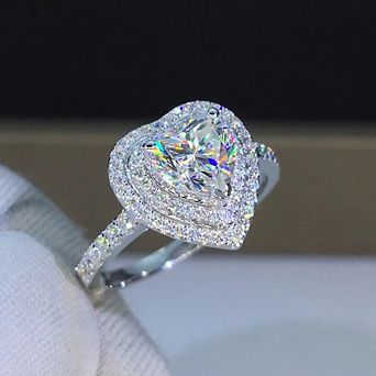 Fashion Heart Ring High Sparkle Love Engagement Jewelry