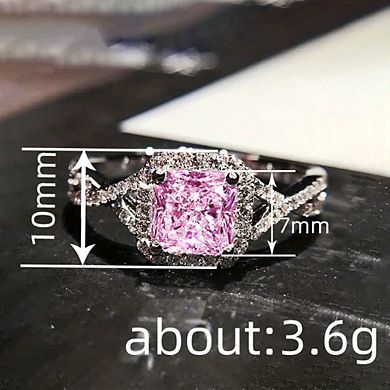 Elegant Rhinestone Decorated Copper Promise Ring