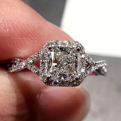 Elegant Rhinestone Decorated Copper Promise Ring