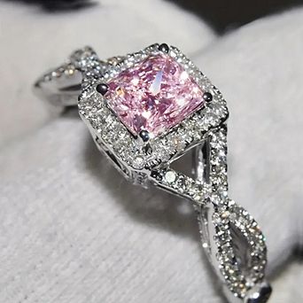 Elegant Rhinestone Decorated Copper Promise Ring