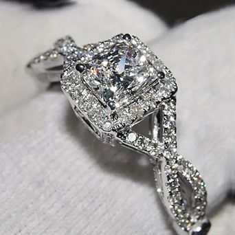 Elegant Rhinestone Decorated Copper Promise Ring