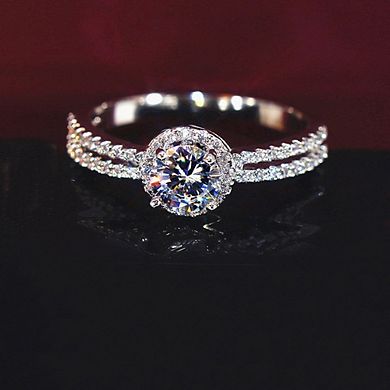 Graceful 4-Prong Setting Round Cubic Zirconia Ring