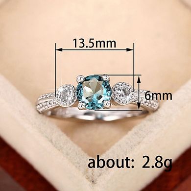 Exquisite 4-Claw Blue Zirconia Ring Elegant Promise Ring