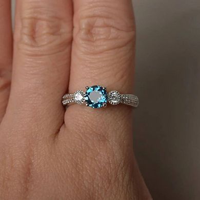 Exquisite 4-Claw Blue Zirconia Ring Elegant Promise Ring