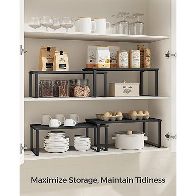 2 Pack Expandable Stackable Kitchen Storage Shelf Metal Wood Spice Rack