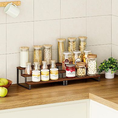 2 Pack 3 Tier Wooden Spice Rack, Countertop and Cabinet Organizer