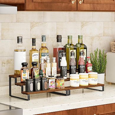 2 Pack 3 Tier Wooden Spice Rack, Countertop and Cabinet Organizer
