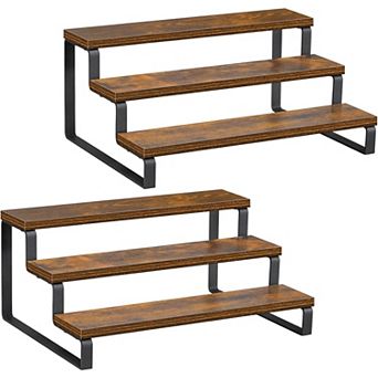 2 Pack 3 tier Wooden Spice Rack, Countertop and Cabinet Organizer