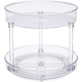 2 tier Clear Lazy Susan Turntable Organizer, 9 Inch for Spices and Condiments