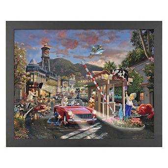 Thomas Kinkade Looney Tunes Backlot Shenanigans Framed Art