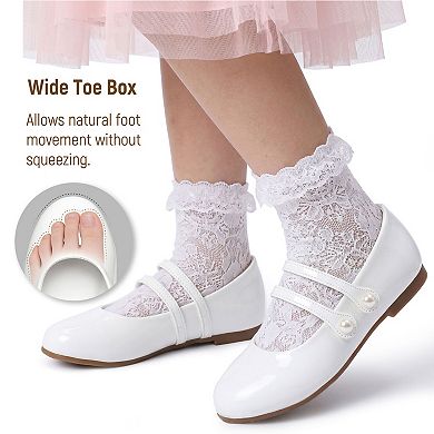 HOMEHOT Girls Mary Jane Dress Shoes Princess Flats for Little Big Kids