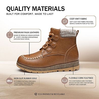 HOMEHOT Kids Ankle Boots with Non-Slip Cork & Memory Foam Sole