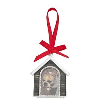 Pet Friends Silver Tone Dog House Frame Christmas Ornament
