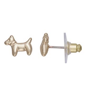 Pet Friends Gold-Tone Polished Dog Post Stud Earrings