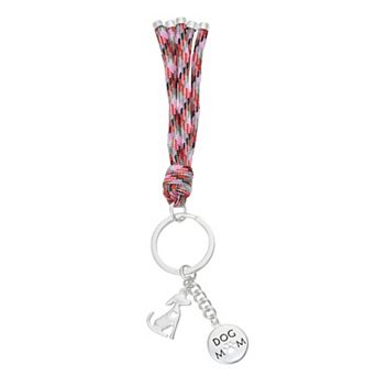 Pet Friends Dog Mom Polished Silver Tone Tassel Keychain