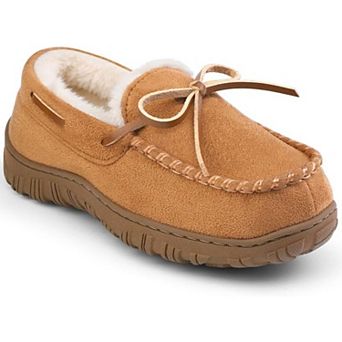 HOMEHOT Boys Moccasin Slippers Memory Foam Kids House Shoes