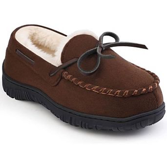 HOMEHOT Boys Moccasin Slippers Memory Foam Kids House Shoes