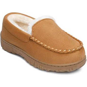 HOMEHOT Boys Moccasin Slippers Memory Foam Kids House Shoes