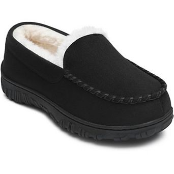 HOMEHOT Boys Moccasin Slippers Memory Foam Kids House Shoes