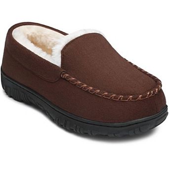 HOMEHOT Boys Moccasin Slippers Memory Foam Kids House Shoes