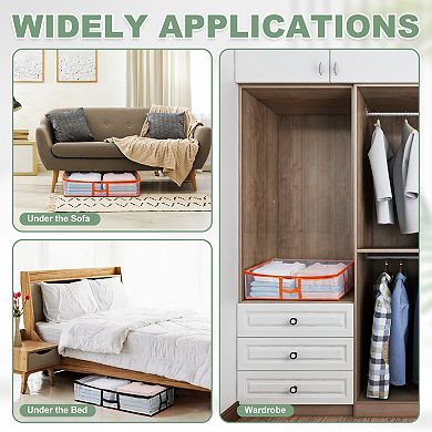 2 Pack Under Bed Storage Fabric Closet Organizer Bin with Handles Clear Window Container Bags