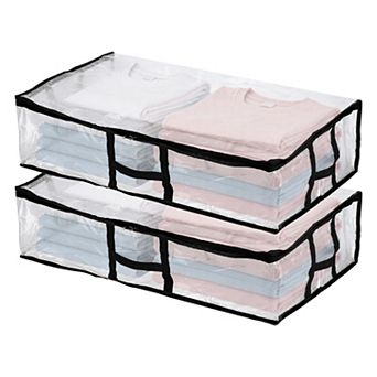 2 Pack Under Bed Storage Fabric Closet Organizer Bin with Handles Clear Window Container Bags