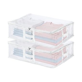 2 Pack Under Bed Storage Fabric Closet Organizer Bin with Handles Clear Window Container Bags