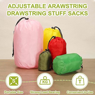 1 Pack Stuff Sack, Nylon Waterproof Storage Sacks Portable Drawstring Dry Stuff Bag with Toggle